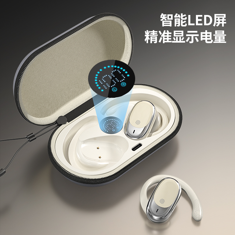 纽曼 [开放不入耳]骨传导概念舒适运动跑步耳夹式耳机JM05 至尊版奶茶色高清大图