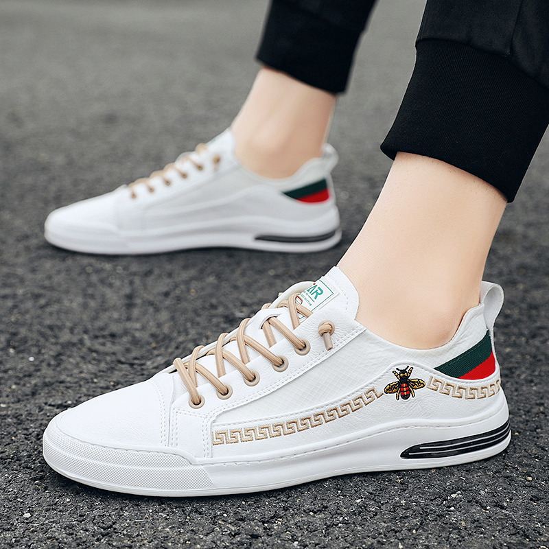 述雅2021新款夏季欧洲站潮牌小蜜蜂男鞋韩版百搭小白透气休闲板鞋潮鞋