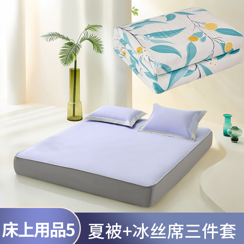 床上用品套餐5:罗莱家纺夏被+乐蜗家纺冰丝席三件套