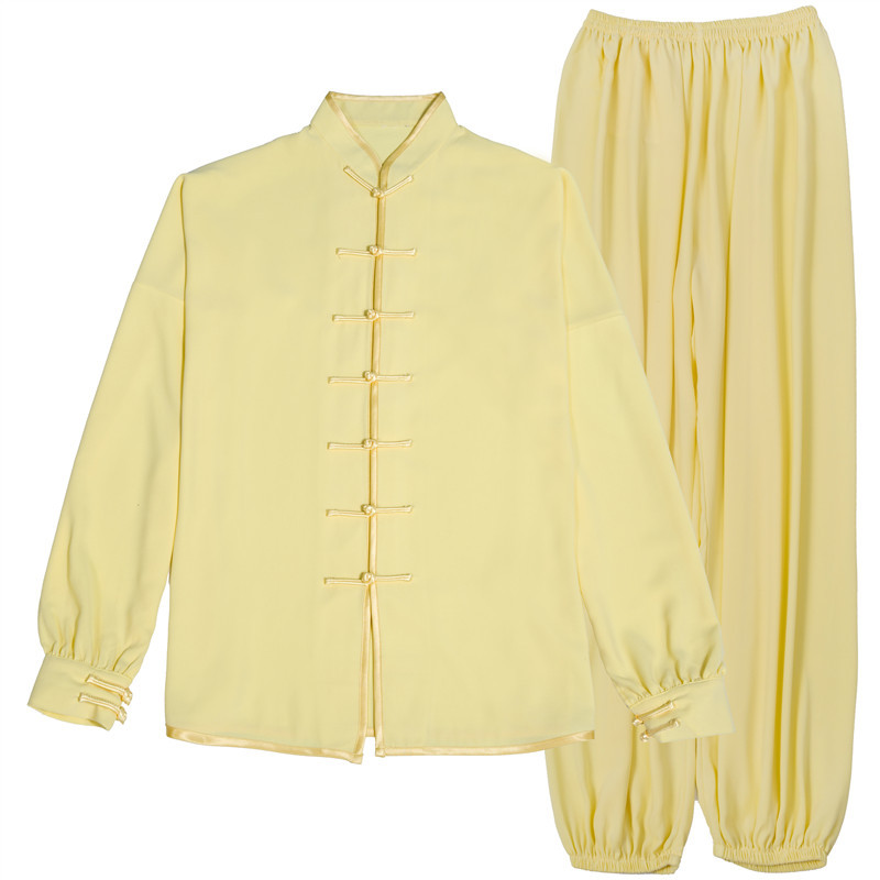 春夏秋季透气棉加丝太极服武术练功服男女款太极拳服表演服装白色