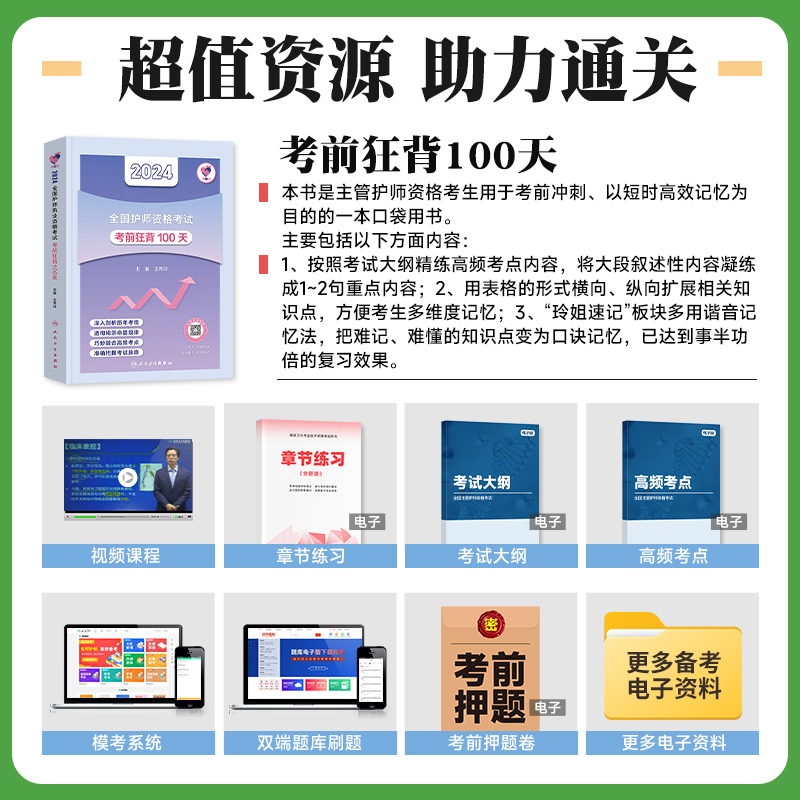[正版]2024新版护师2024新版护师版考前狂背100天王秀玲年初级护师资格证考试用书护理学师人民卫生出版社2024高清大图