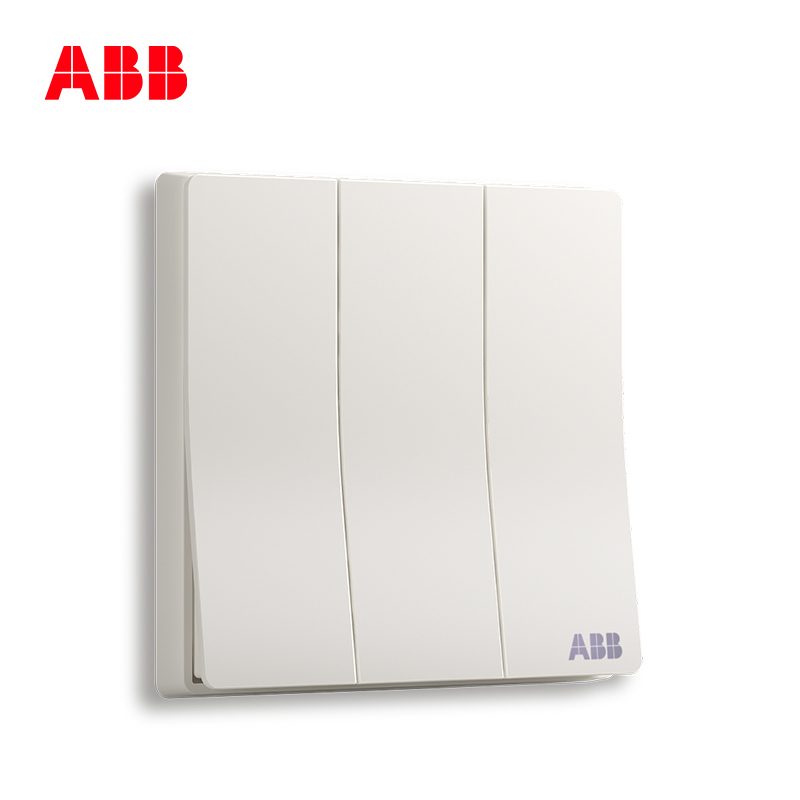 ABB开关插座 轩致无框 雅典白色 三位三开三联双控开关面板AF121