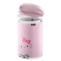 优百纳/HelloKitty凯蒂猫联名款家用不锈钢垃圾桶 脚踏式带盖小号垃圾桶5L