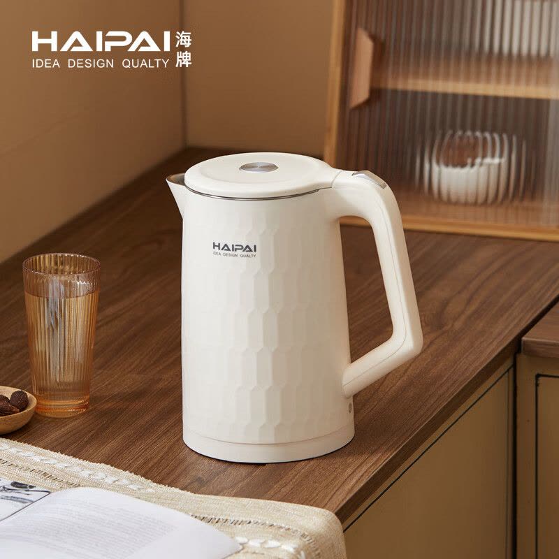 海牌(HAIPAI)电热水壶HP-SH170白色304不锈钢电水壶内外双层壶身1.7L电水壶图片