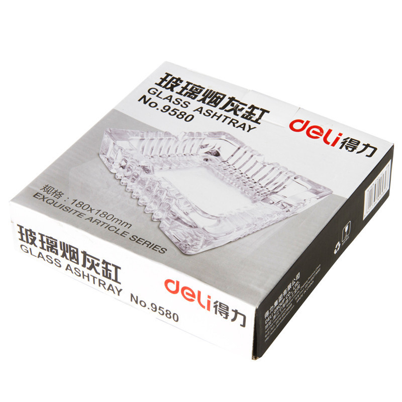 得力(deli) 9580 玻璃烟灰缸(透明)(只)180*180mm(七包服务)