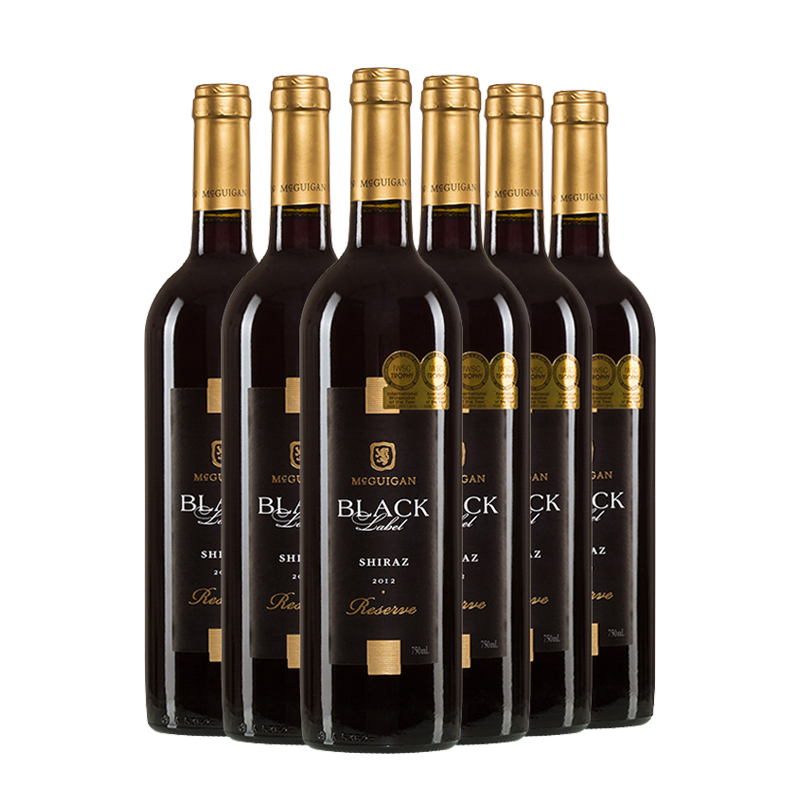 澳洲原瓶进口麦格根黑牌珍藏西拉红葡萄酒750ml6瓶整箱装