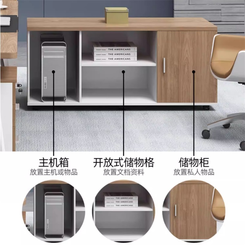 易企采 160*80CM 含长侧柜不含椅 主管经理单人办公桌 单位:套高清大图