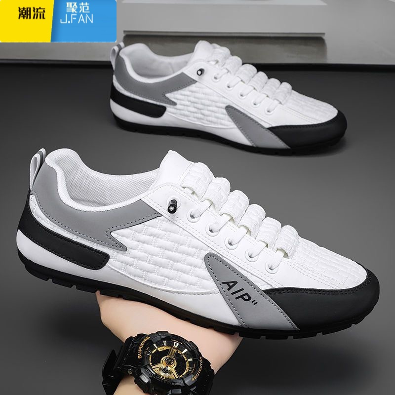 聚范男鞋春季2024新款男士工作休闲鞋一脚蹬软底运动豆豆鞋子潮鞋轻便