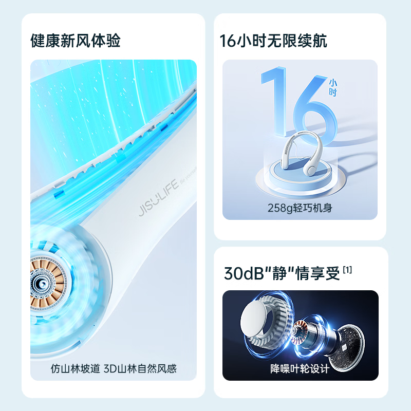 几素挂脖风扇制冷随身便携式空调迷你usb小风扇无叶挂脖式风扇儿童挂颈子户外懒人露营降温小电扇 绿色 FA14 超长续航高清大图