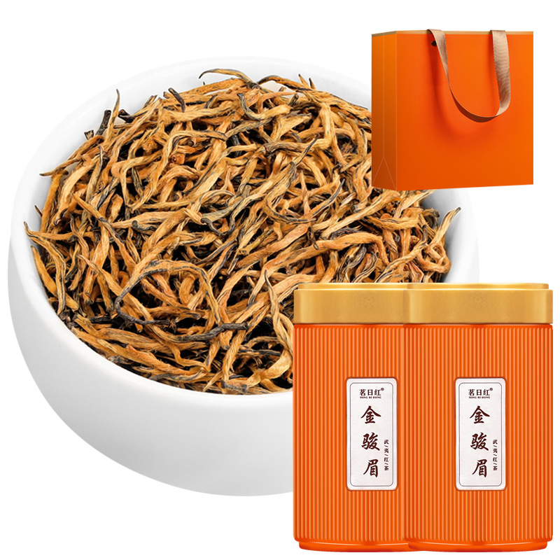 茗日红 黄芽金骏眉茶叶 福建红茶 蜜香花香金俊眉 散装罐装250g高清大图