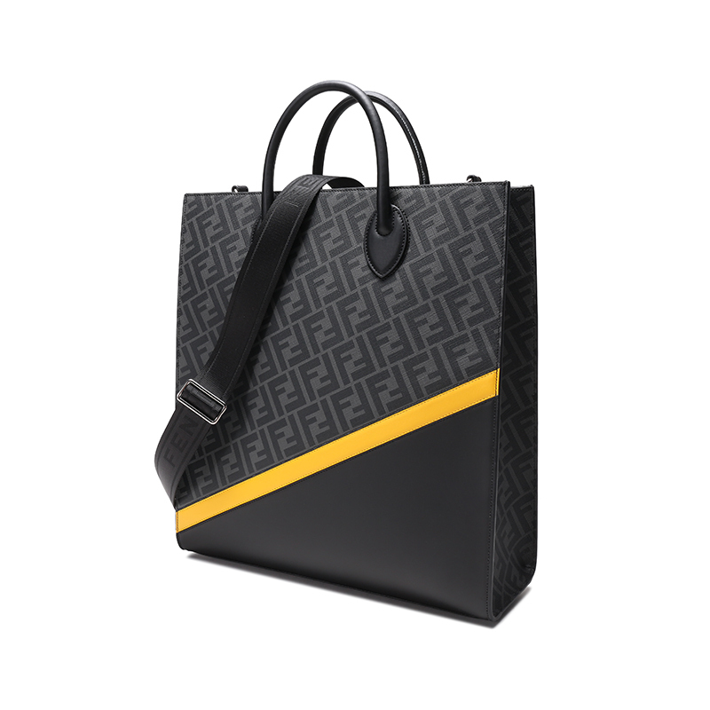 芬迪fendi男士涂层面料配皮手提单肩斜挎包托特包购物袋7va578alka