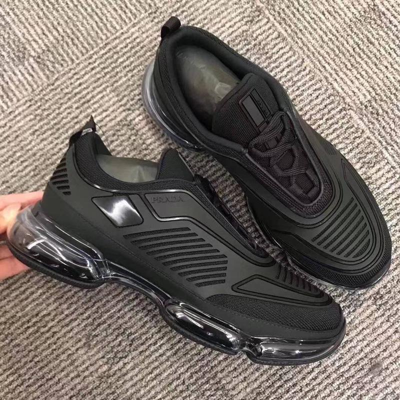 PRADA 普拉达(PRADA)白色针织休闲运动鞋杏仁鞋头透气舒适跑步鞋男