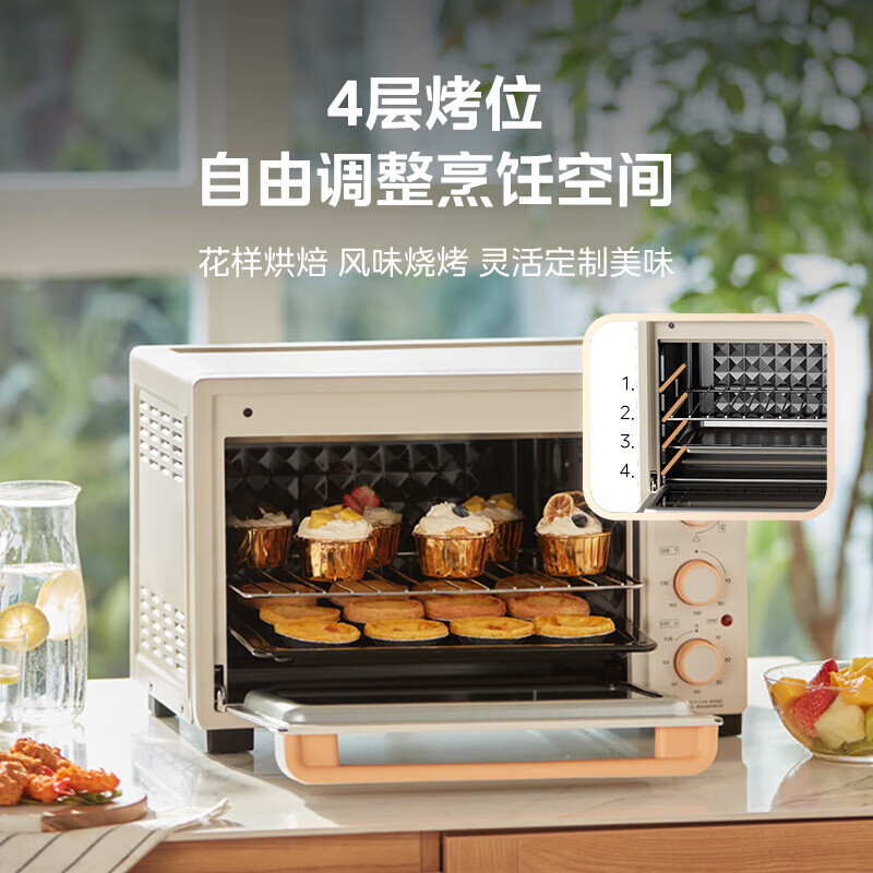 美的(Midea)家用多功能电烤箱32L 3D热风 搪瓷内胆 双层门保护电烤箱T3-L324D三代高清大图