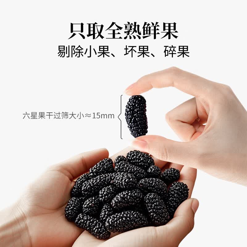 方家铺子 桑椹干500g(六星)/瓶装 桑椹干大果 桑葚子泡水枸杞泡酒 新鲜晒制 粒大味甜 饱满黑亮高清大图