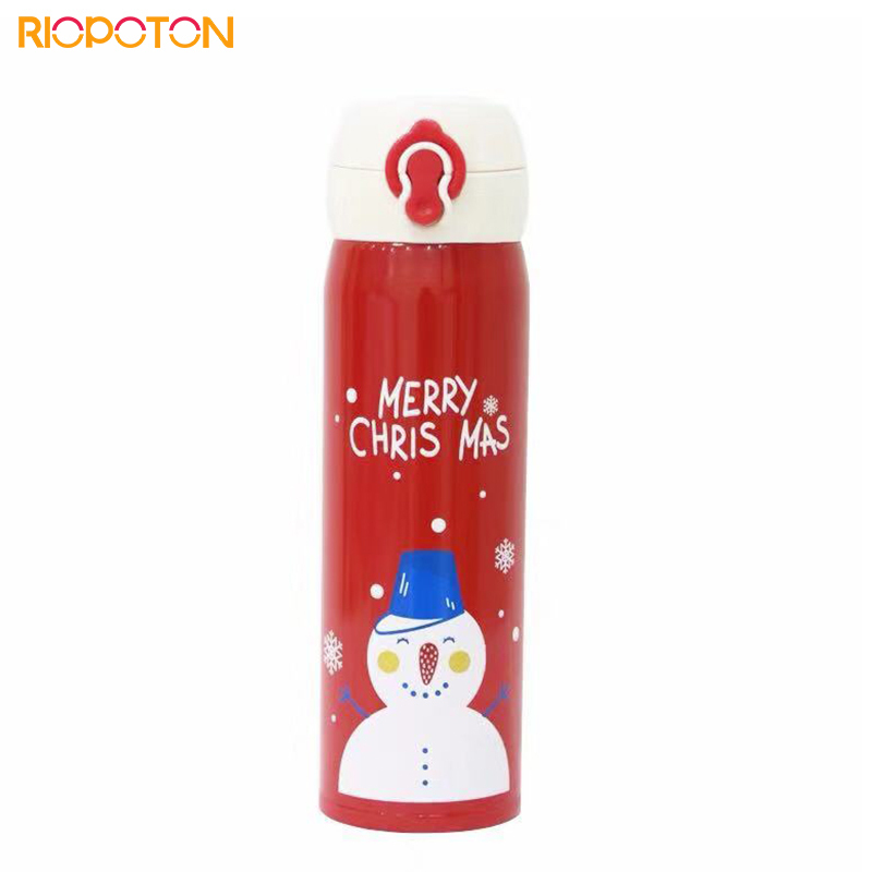 英国Riopoton锐普顿 圣诞保温杯 RT500MC 500ml雪人 创意弹跳杯不锈钢便携茶水杯情侣学生礼物杯