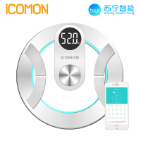 沃莱（ICOMON）智能体脂秤FG330LB 银色人体秤电子秤玻璃面板 圆形体重秤脂肪秤电子人体秤支持液晶显示180kg
