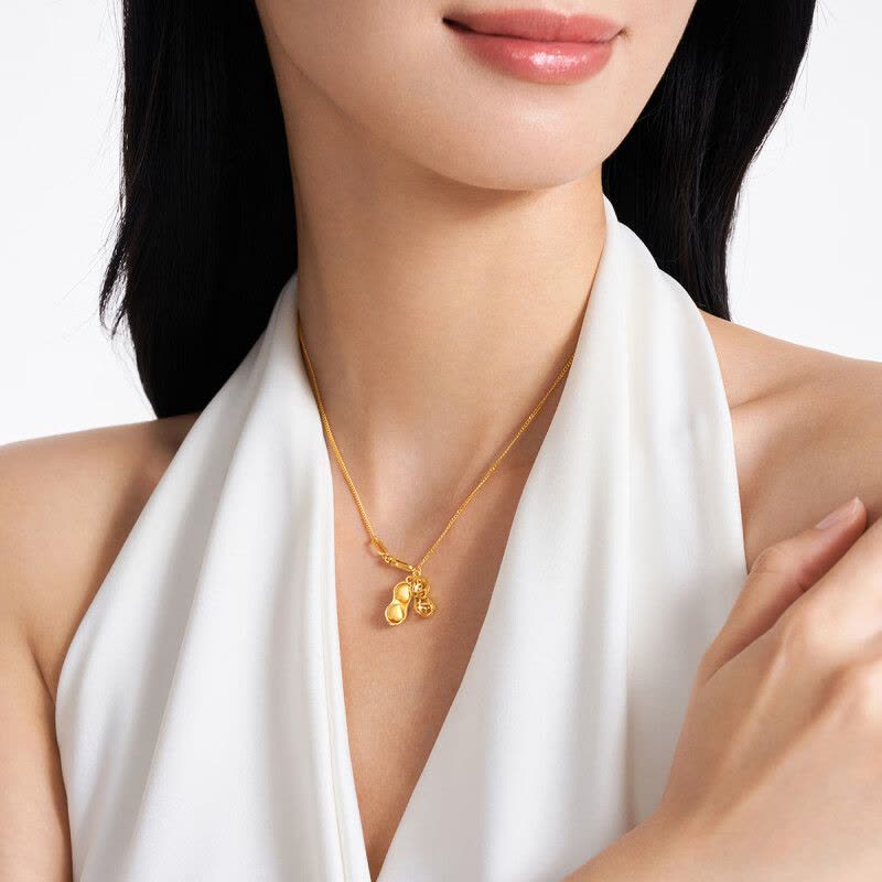 周大福爱心花生足金吊坠黄金项链女(工费:520计价)F231286图片