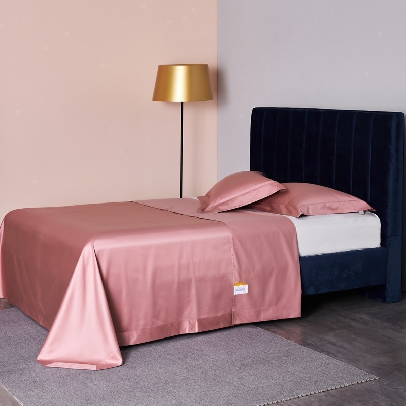 美帮汇100支床单全棉全棉双人床 家用长绒棉匹马棉被单床单枕套三件套粉 榴花 245cmx250cm床单+枕套1对（适合1.5-1.8米宽