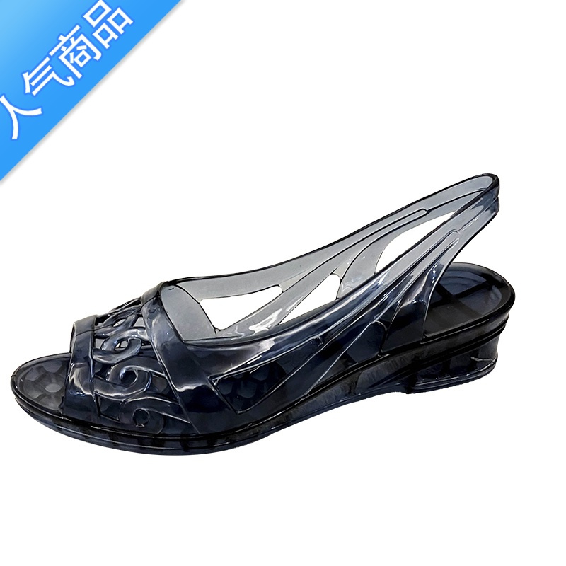 suntek增高网红女夏鱼嘴中跟塑料单鞋果冻时尚凉鞋舒适镂空浅口休闲