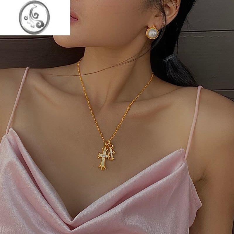 JiMiK罗心不掉色项链女轻奢小众高级感欧美吊坠金色锁骨链男潮图片