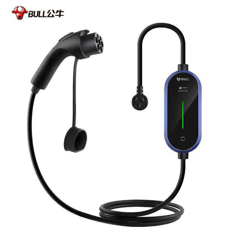 公牛(BULL)新能源汽车充电器220V安全便携充电枪智联款适用于特斯拉蔚来比亚迪等(蓝牙带屏版)15米