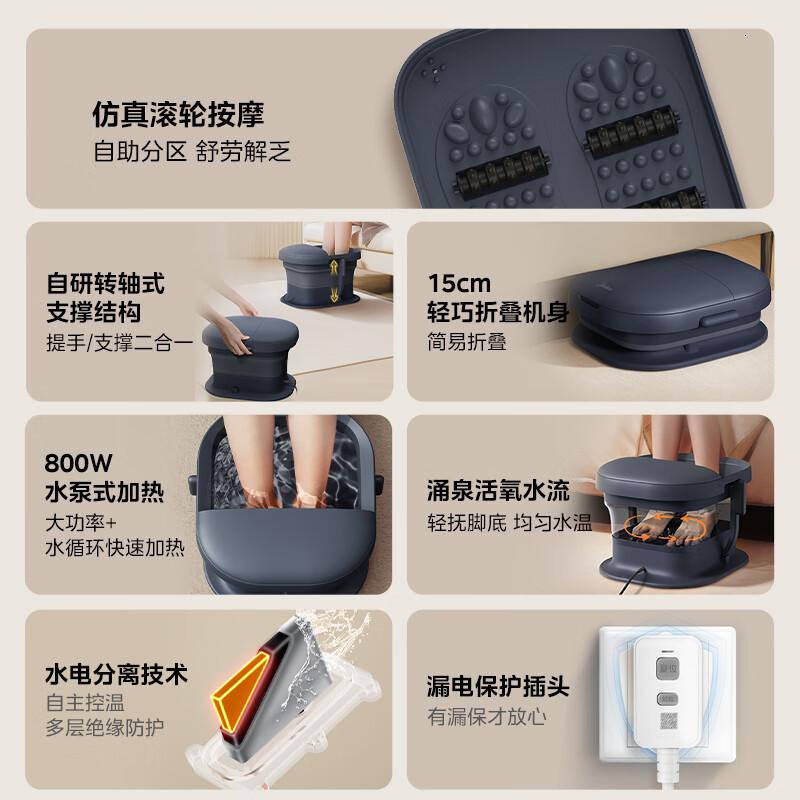 美的(Midea)泡脚桶折叠恒温加热足浴盆按摩便携泡脚盆洗脚盆ZS108高清大图