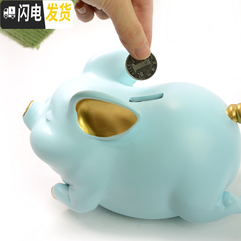 三维工匠北欧风格大号可爱小猪存钱罐动物儿童储蓄罐送女生酒架摆件 坐-粉色坐-粉色高清大图