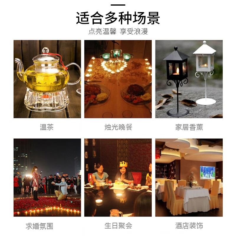 无烟茶蜡香薰蜡烛浪漫表白酒店KTV生日蜡烛2-4小时小 中吉万兴蜡烛煮茶保温 4小时100只[白色]高清大图