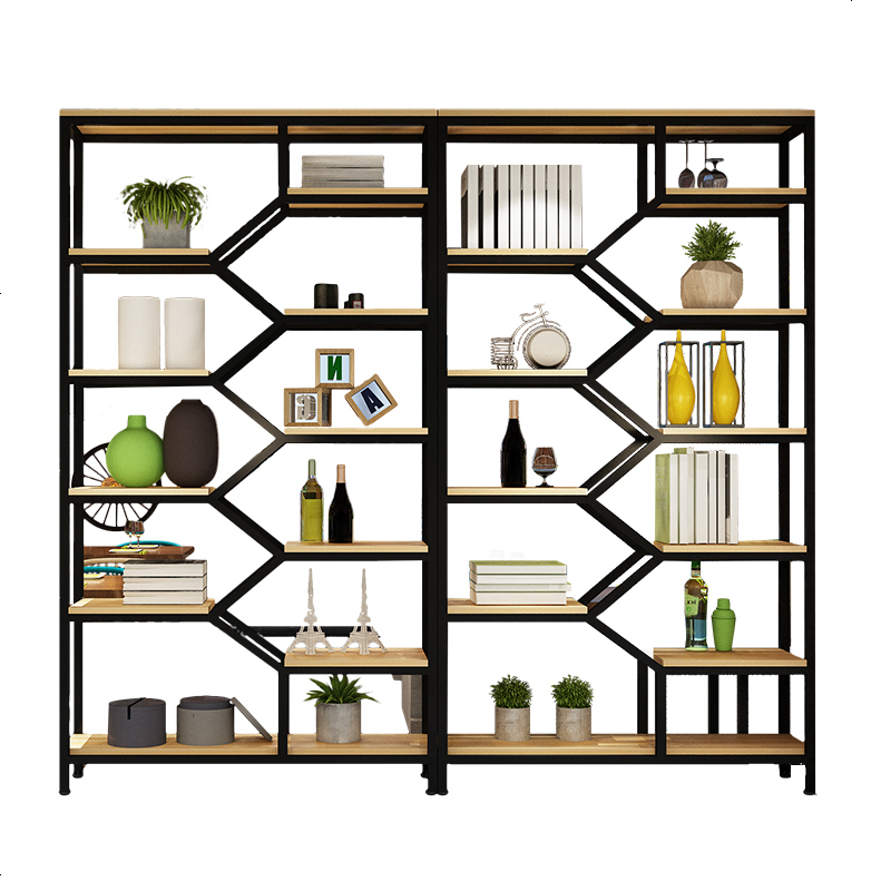 铁艺复古书架隔断置物架客厅落地玄关屏风柜收纳展示架装饰柜书柜