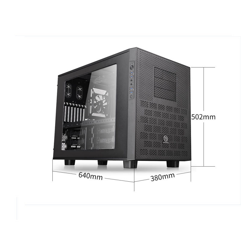 Tt(Thermaltake)Level 20 XT 黑色 卧式机箱(4面钢化玻璃/模组化设计/弹性安装/E-ATX主板