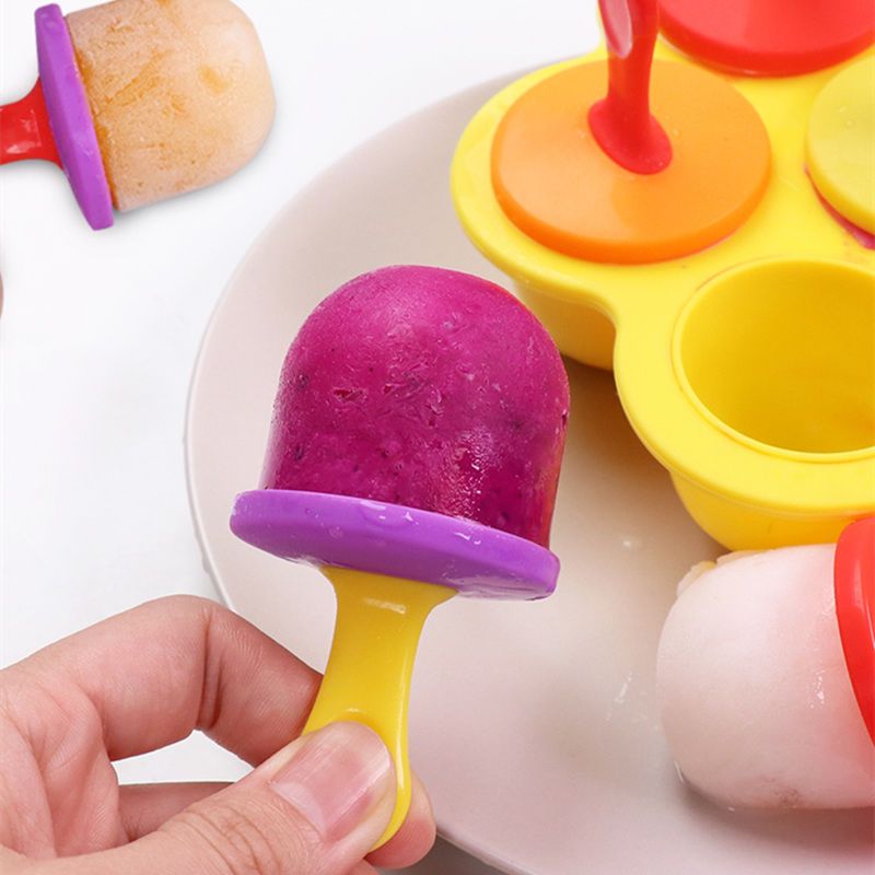 迷你硅胶雪糕模具7彩创意儿童家用冰糕模具diy自制冰淇淋模具套装蓝色