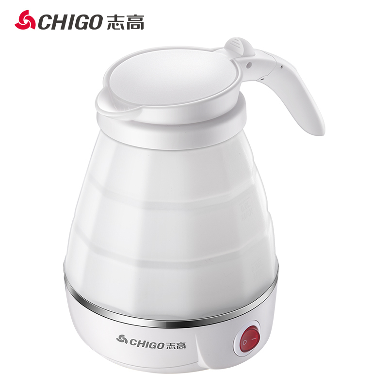 志高(CHIGO)电水壶ZD-D01食品级硅胶折叠双电压烧水壶 0.6L旅行电水壶白色调温保温壶