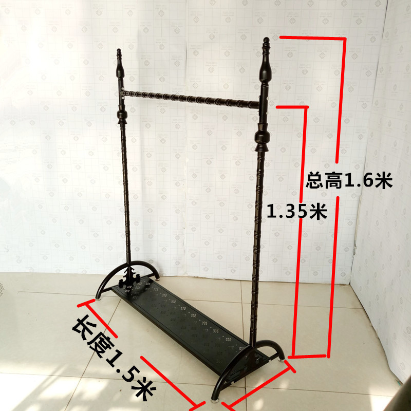 BONJEAN欧式铁艺衣帽架挂衣架落地创意卧室衣服挂架时尚服装店展示架 黑色带下铁板长1.5米