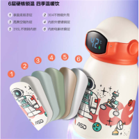 爱仕达(ASD)儿童保温杯太空智能显温儿童保温壶500ml食品级316L不锈钢保温杯RWS50B9Q-P 白色