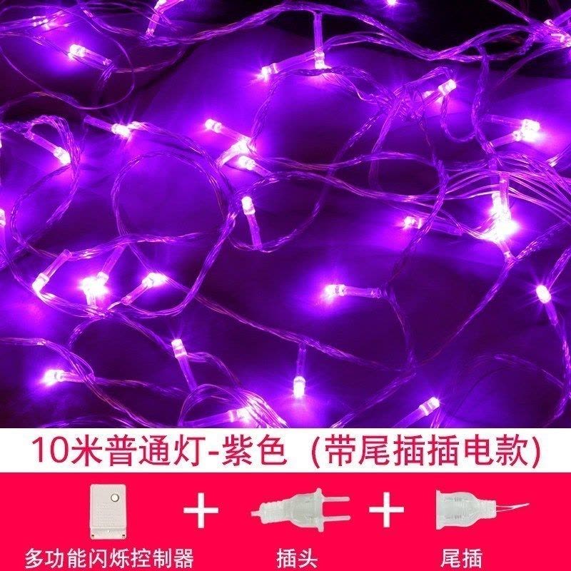 家柏饰(CORATED)新年春节过年卧室装饰房间布置电池彩灯闪灯串灯满天星星灯饰 10米普通灯-紫色(带尾插插电款)图片
