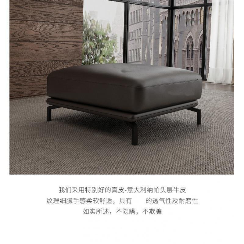 森美人北欧沙发脚踏凳头层牛皮小户型客厅沙发凳换鞋凳小皮凳子 深灰色60*60*40环保皮 默认尺寸