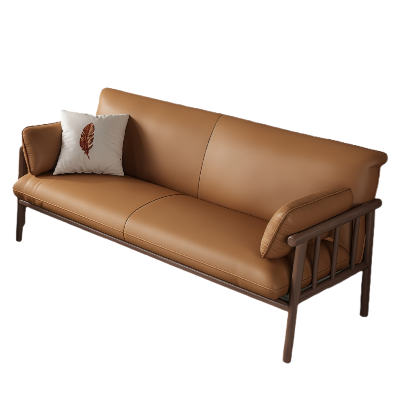 智叶舟实木沙发双人位150*73*77cm张高清大图