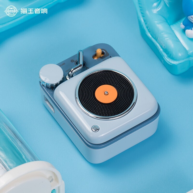 猫王音响 原子唱机B612小收音机蓝牙音箱mini迷你便携式无线复古桌面智能语音AI户外音乐播放器 童心蓝高清大图