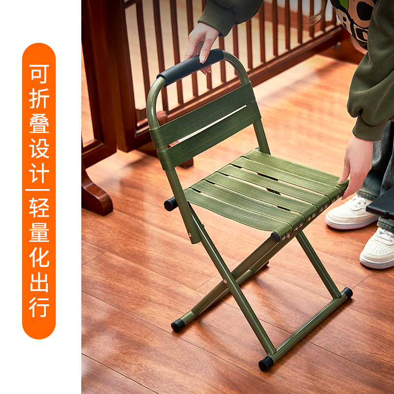 尚烤佳 户外折叠凳靠背马扎马扎子凳子户外便携折叠椅子 轻便款高清大图