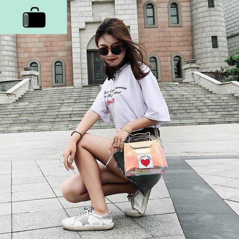 透明女包2019新款镭射包链条可爱单肩包个性炫彩果冻包手提斜跨包NEW LAKE女士单肩包图片