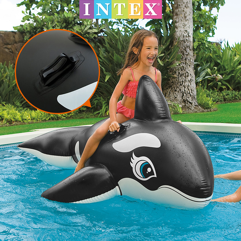 大黑鲸坐骑intex儿童水上坐骑游泳戏水虎鲸充气玩具浮床加厚水上乐园