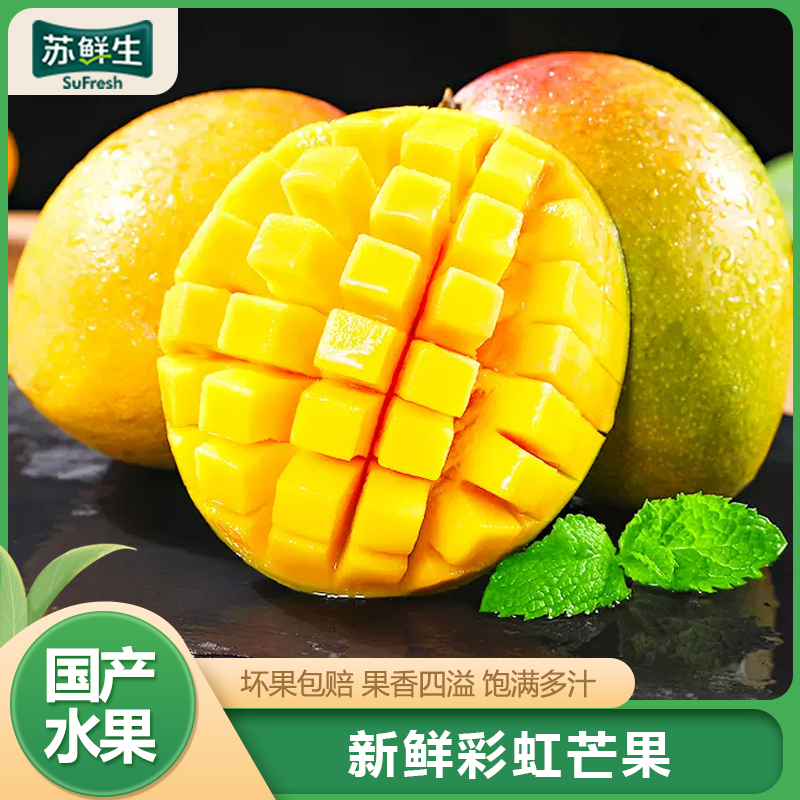 【苏鲜生】 新鲜彩虹芒果 净重9斤 大果 单果200g+ 整箱新鲜现摘热带时令水果甜心芒应季芒果