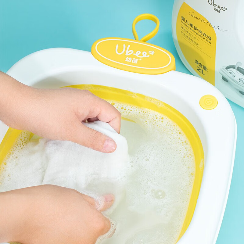 Ubee幼蓓婴儿柔护洗衣液 添加柔顺剂无磷去污手洗不伤手低泡易漂 2L*6/箱-23周年装 X62YR000G9