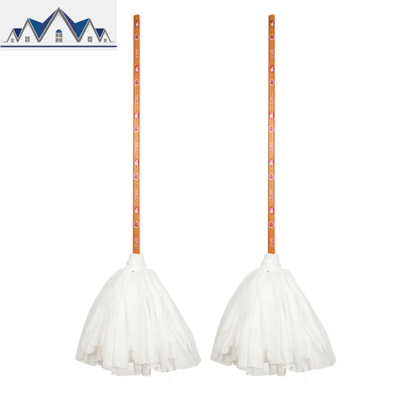 木杆无纺布拖把家用老式普通墩布酒店物业加大圆头布条吸水拖布三维