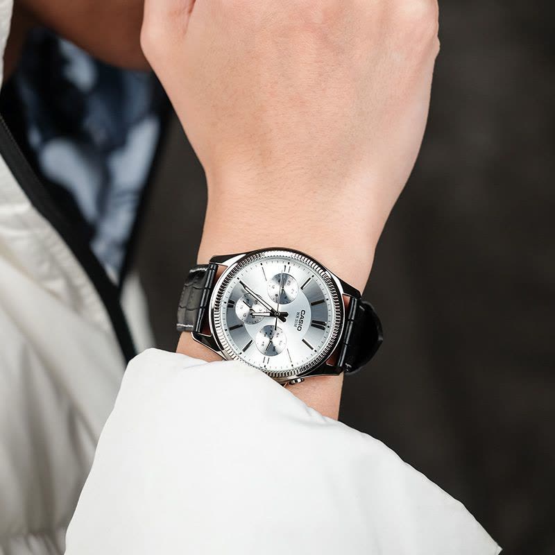 Casio官方旗舰店 卡西欧手表男正品商务休闲防水皮钢带防水潮流电子石英表男士学生日韩石英非机械腕表MTP-1375图片