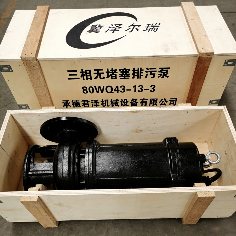 冀泽尔瑞 三相无堵塞排污泵 80WQ43-13-3 台高清大图