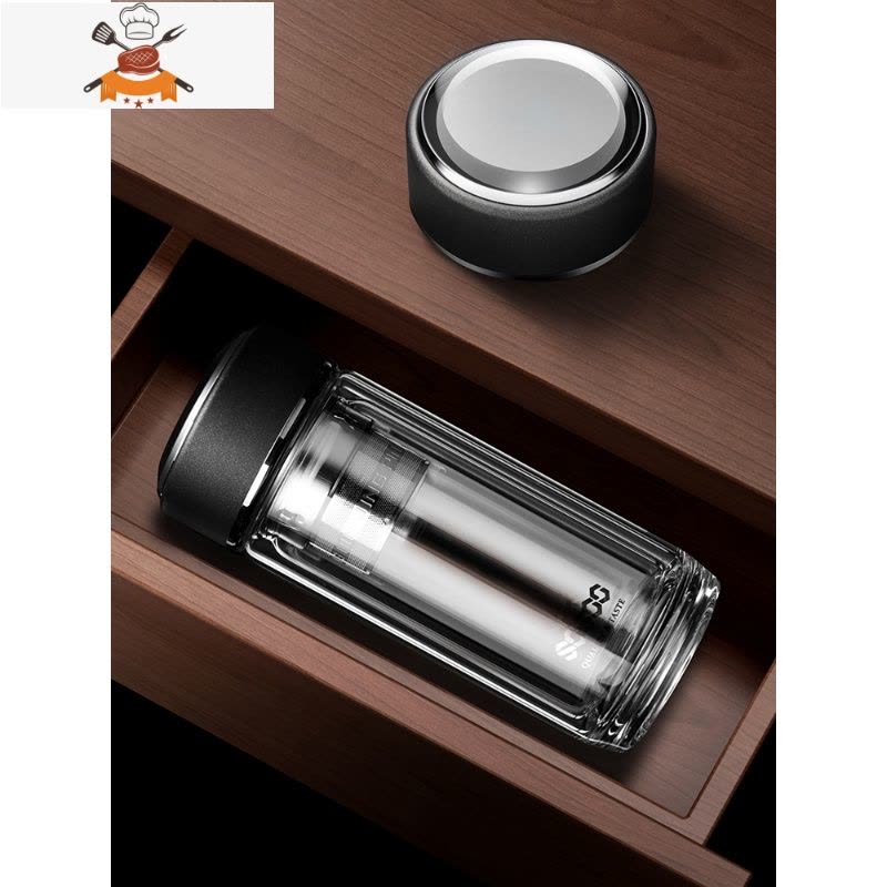 玻璃杯男保温防摔透明水杯家用双层隔热泡茶杯子定制 敬平图片