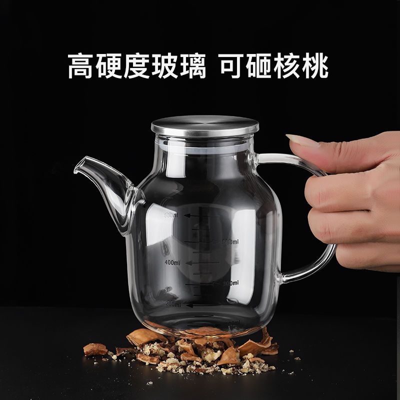 加厚带刻度高硼硅玻璃油壶欧式防漏油瓶家用厨房装油瓶酱油瓶油罐 单个装-赠壶刷+壶垫 钢盖380毫升(带防尘盖)
