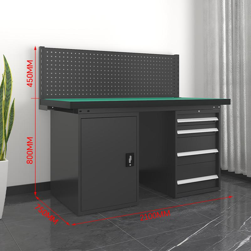 鑫金虎 防静电工作台车间流水线操作台工厂维修检验桌重型钳工台 四抽一门+单挂板2.1m高清大图