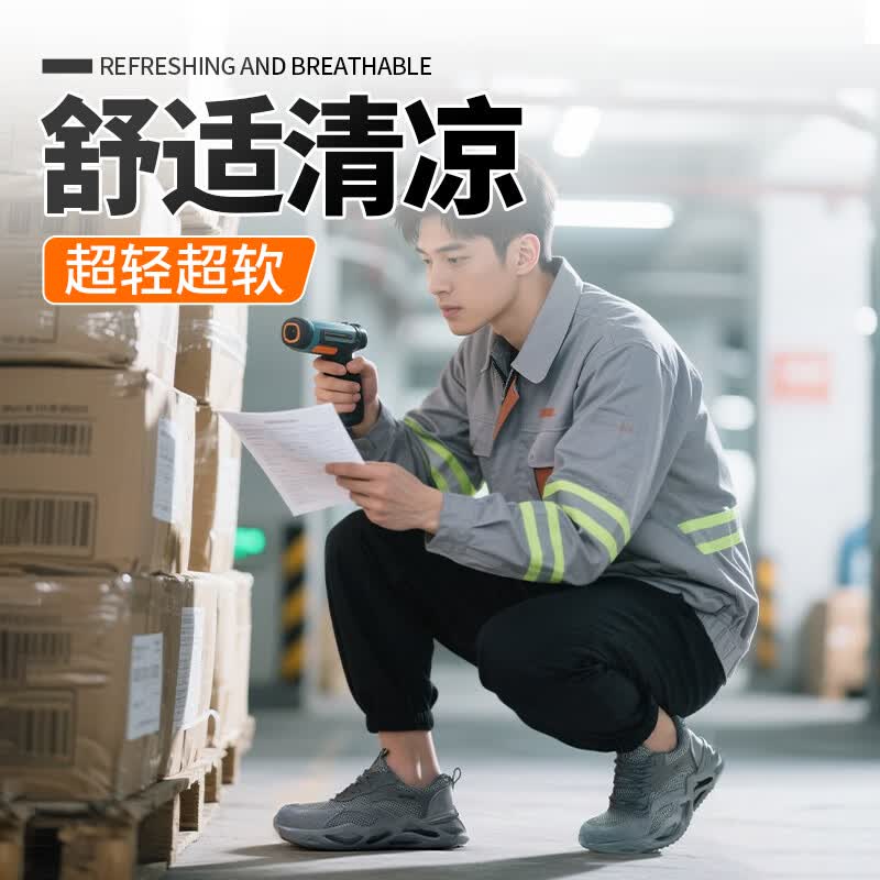卫尔盾3157T劳保鞋男夏季透气防砸钢包头防刺穿超轻便安全工作工地鞋高清大图